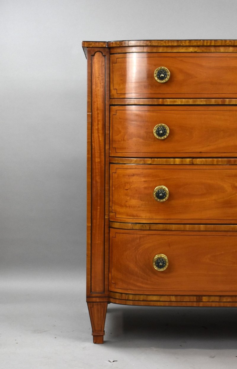 Regency Satinwood Bow Front Chest - Image 9