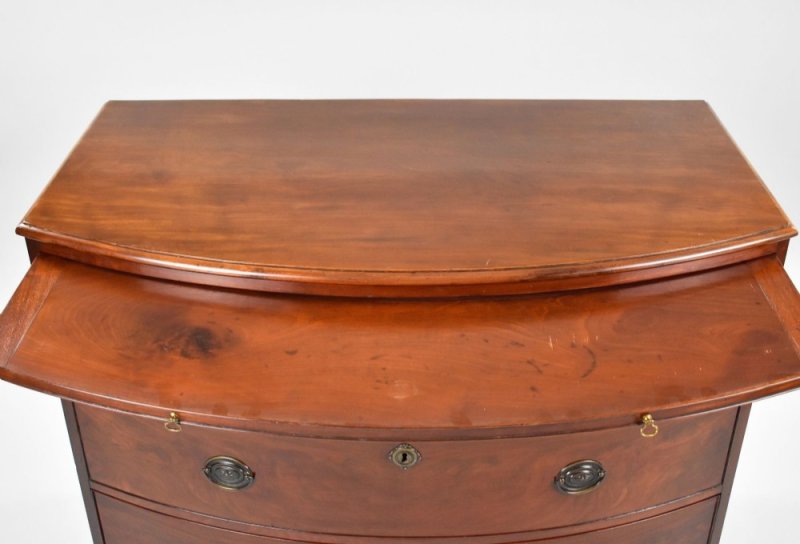 Regency Mahogany Bow Front Chest Of Drawers - Image 7