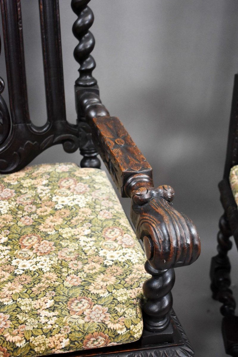 Near Pair Late 19th Century Carved Throne Chairs - Image 9