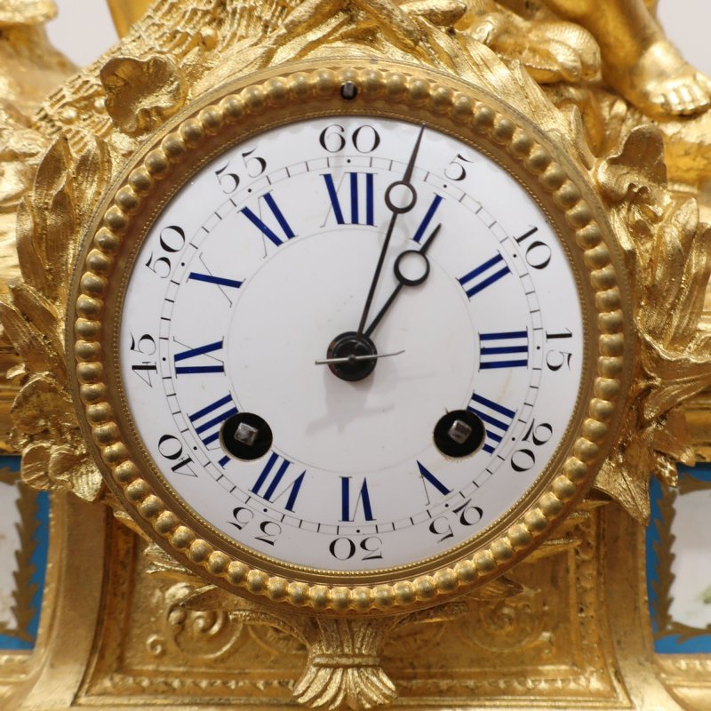 French 19th Century Gilt Bronze & Porcelain Mantel Clock - Image 3