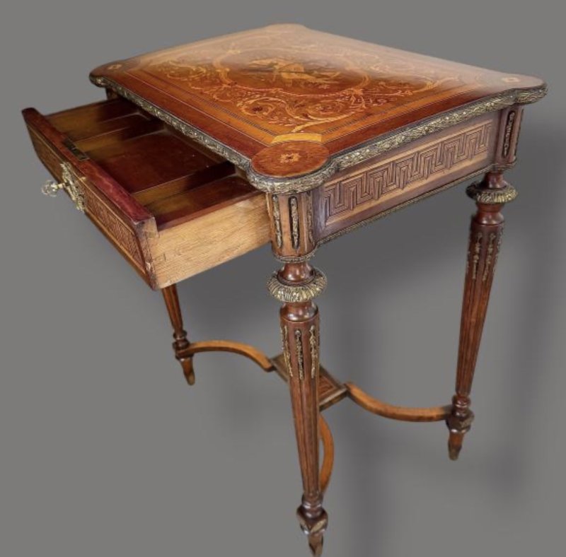 Victorian Marquetry Inlaid Sewing Table - Image 3