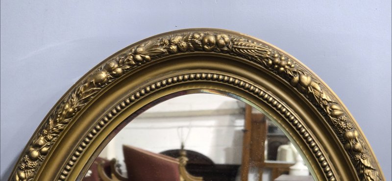 Super Victorian Gilt Oval Mirror - Image 4