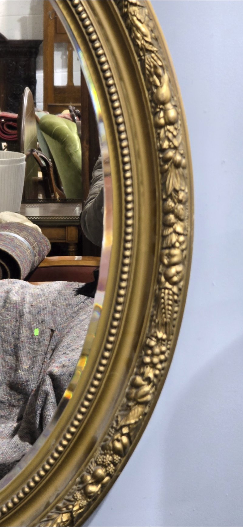 Super Victorian Gilt Oval Mirror - Image 5