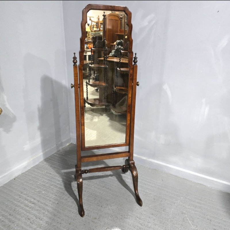 Super Burr Walnut Cheval Mirror