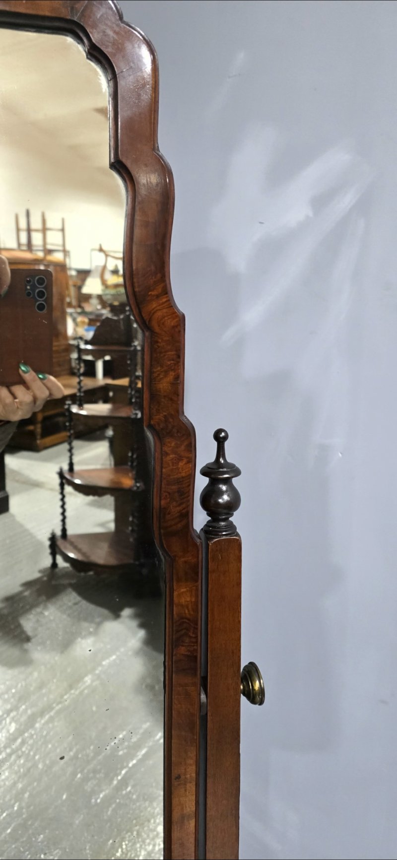 Super Burr Walnut Cheval Mirror - Image 5