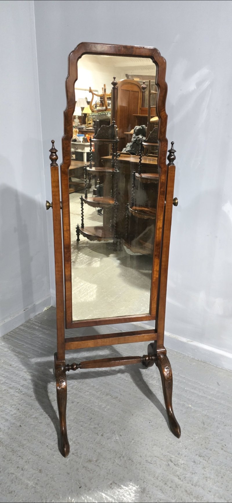 Super Burr Walnut Cheval Mirror - Image 6