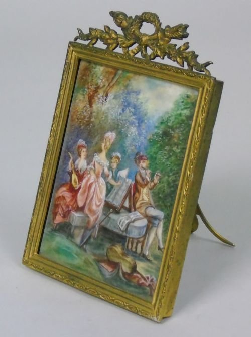 Beautiful Miniature Painting Musicians In Woodland After Boucher - Image 2