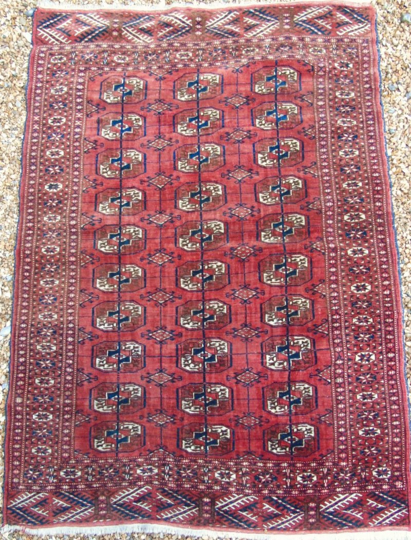 Good Antique Tekke Turkman Carpet Rug - Image 3