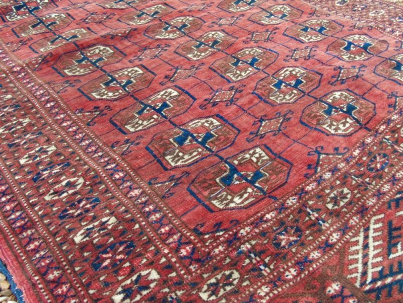 Good Antique Tekke Turkman Carpet Rug - Image 5