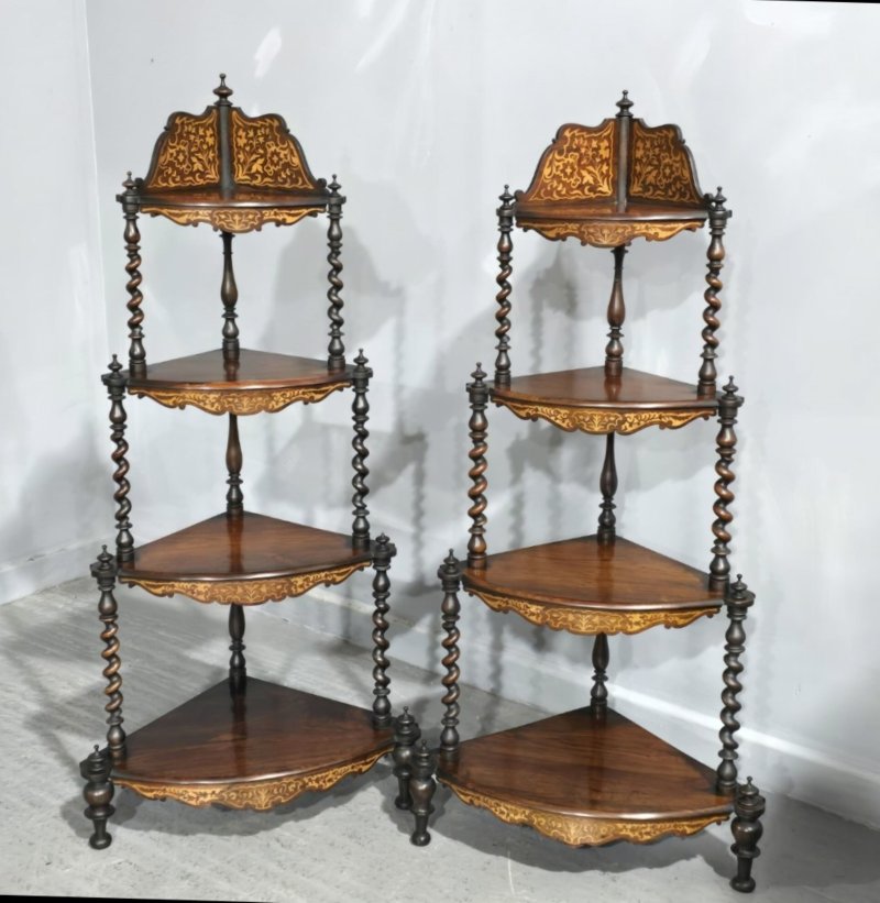 Outstanding Pair Victorian Corner Stands