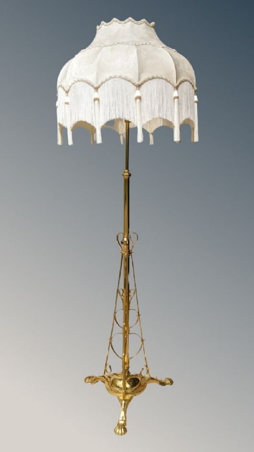 Art Nouveau Brass Standard Lamp - Image 2