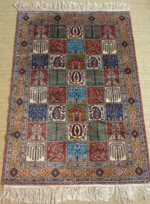 Beautiful Indian Hand Woven Garden Design Carpet / Rug - Image 2