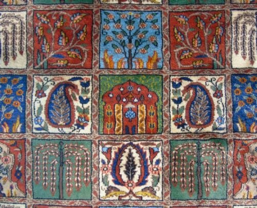 Beautiful Indian Hand Woven Garden Design Carpet / Rug - Image 6