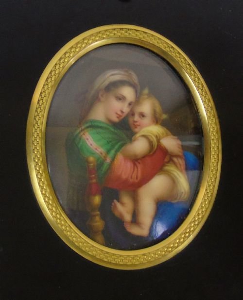 Antique Continental Porcelain Plaque Madonna Della Segiola
