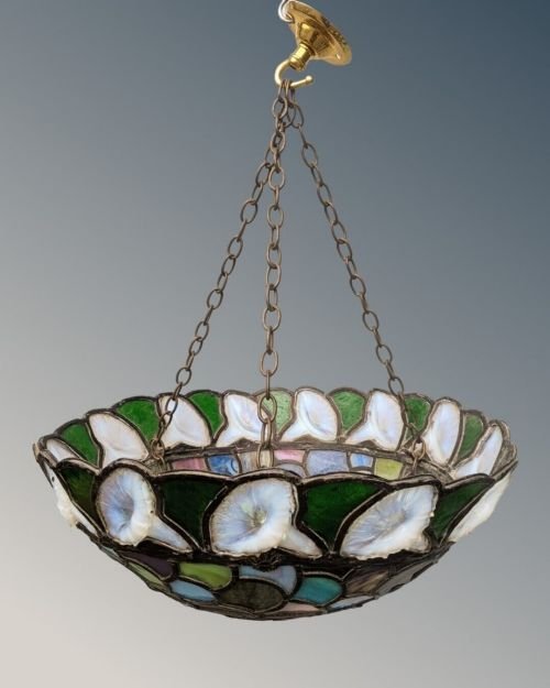 Good Antique Tiffany Style Ceiling Light - Image 3
