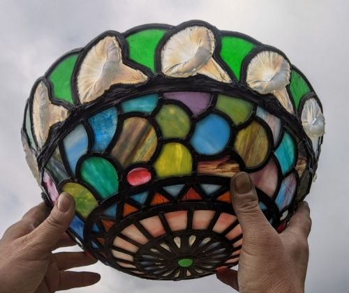 Good Antique Tiffany Style Ceiling Light - Image 5