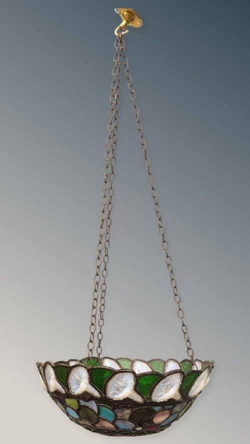 Good Antique Tiffany Style Ceiling Light - Image 7