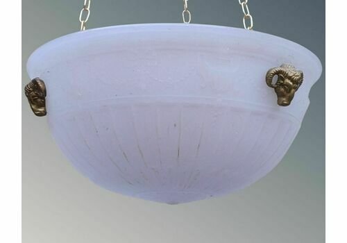 Antique Glass & Bronze Rams Head Light Shade - Image 4