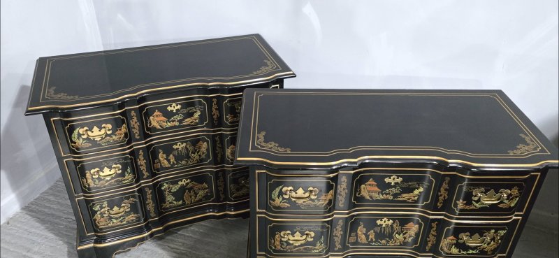 Wonderful Pair Chinoiserie Chests of Drawers - Image 8