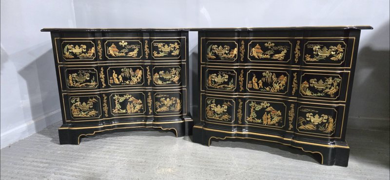 Wonderful Pair Chinoiserie Chests of Drawers