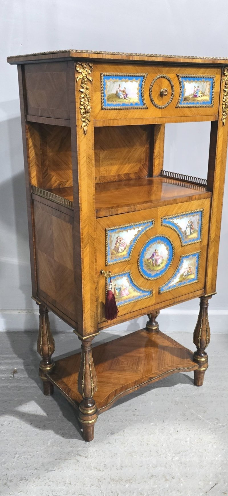 Superb Satinwood and Sevres Plaque Cabinet of Small Proportions - Image 3