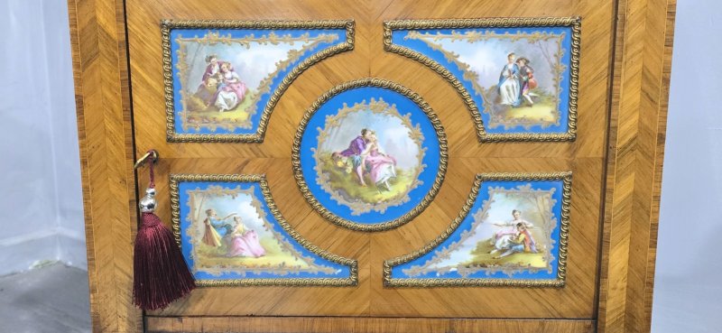 Superb Satinwood and Sevres Plaque Cabinet of Small Proportions - Image 2