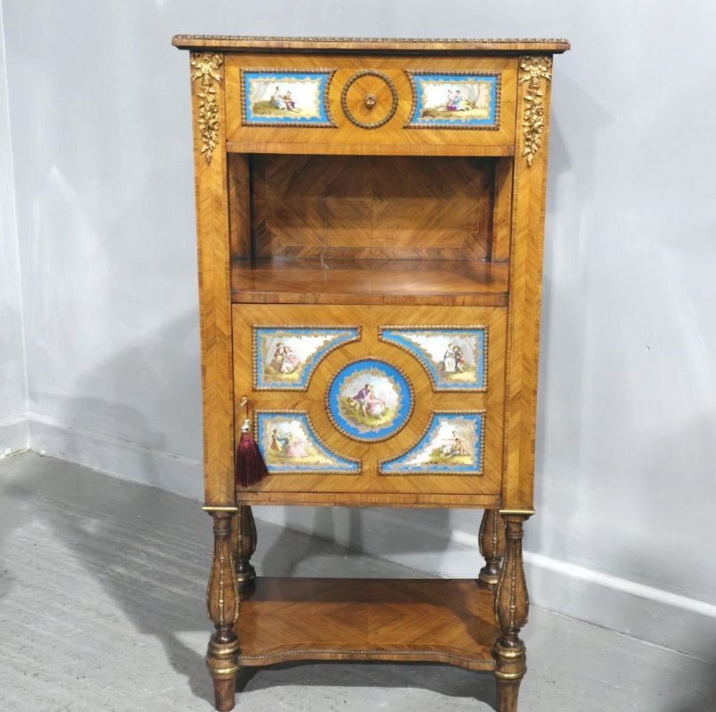 Superb Satinwood and Sevres Plaque Cabinet of Small Proportions - Image 6