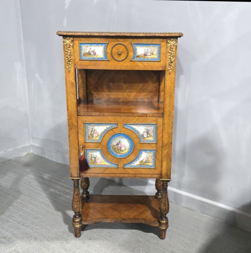 Superb Satinwood and Sevres Plaque Cabinet of Small Proportions - Image 5