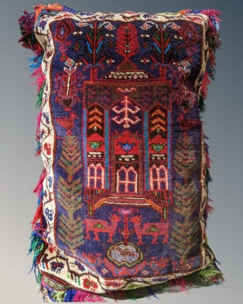 Antique Bag Face Cushion Hand Woven - Image 2