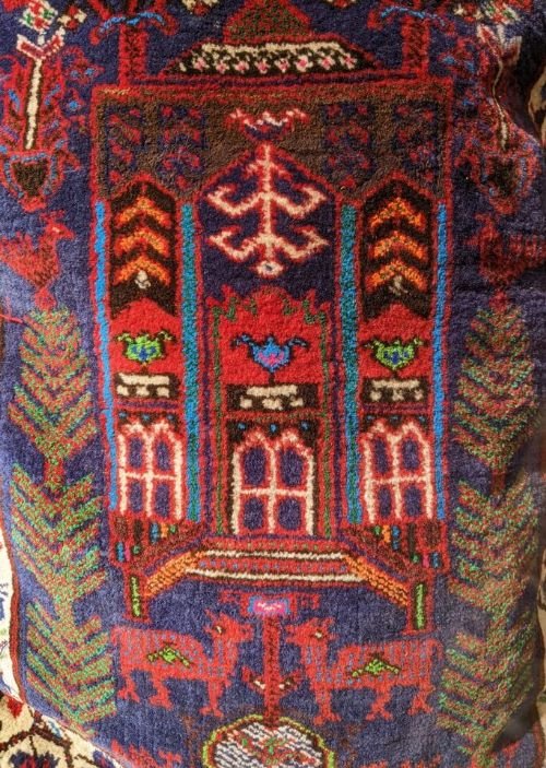 Antique Bag Face Cushion Hand Woven - Image 3