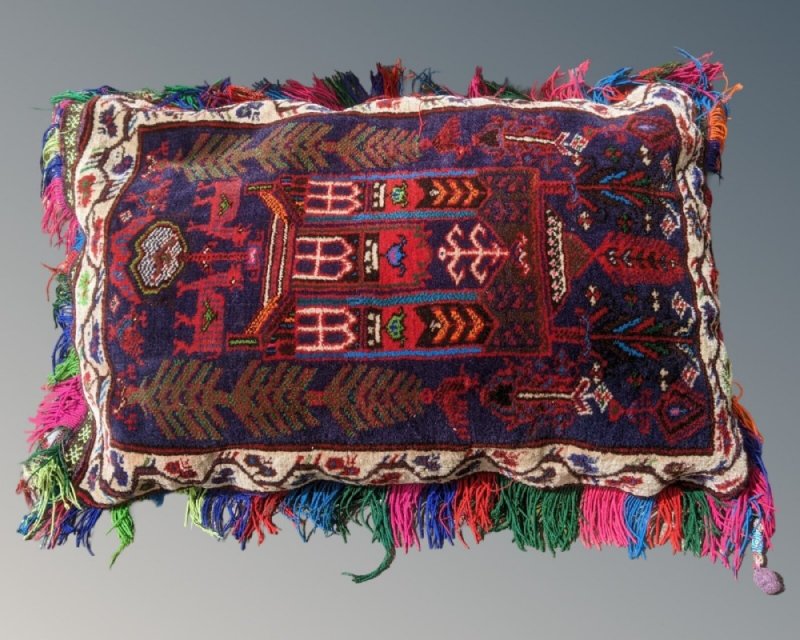 Antique Bag Face Cushion Hand Woven