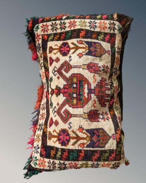 Antique Bag Face Cushion Hand Woven - Image 2