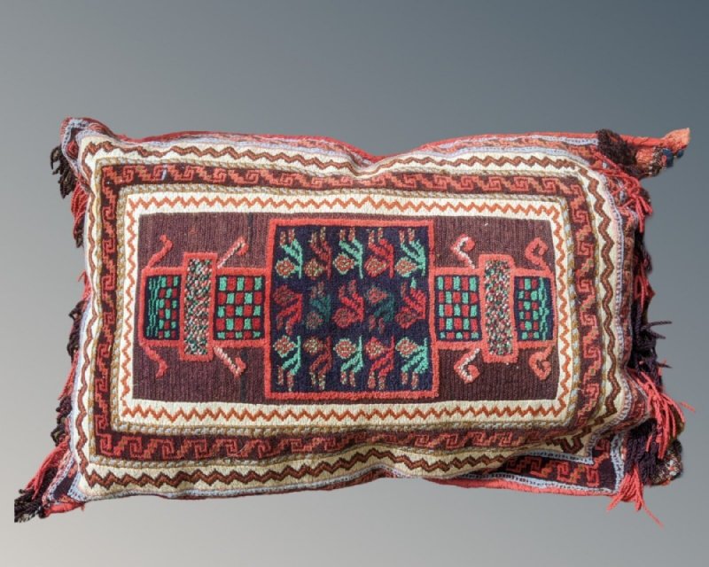 Antique Bag Face Cushion Hand Woven