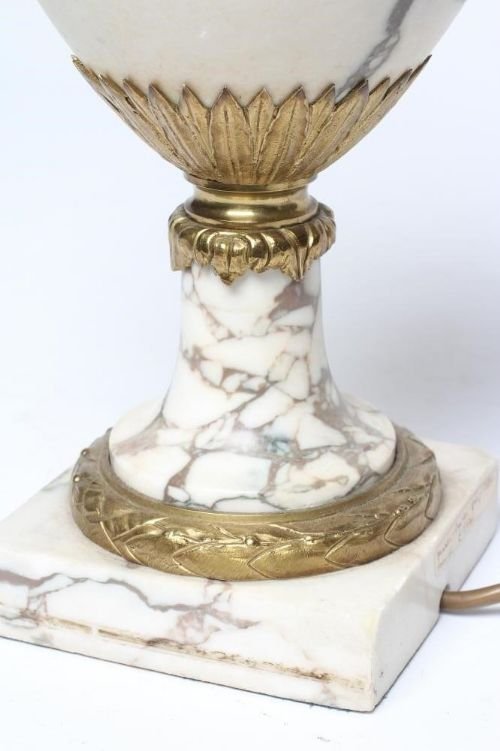 Antique White Marble And Ormolu Large Table Lamp - Image 4