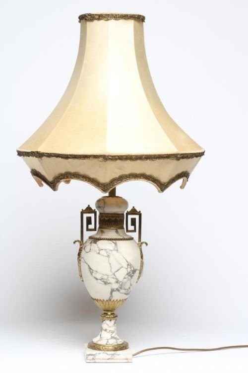 Antique White Marble And Ormolu Large Table Lamp - Image 2