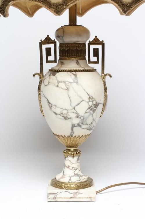 Antique White Marble And Ormolu Large Table Lamp - Image 3