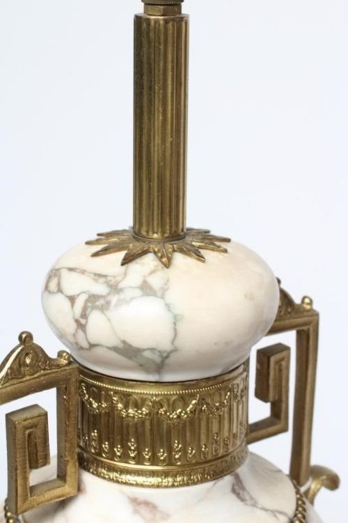 Antique White Marble And Ormolu Large Table Lamp - Image 7