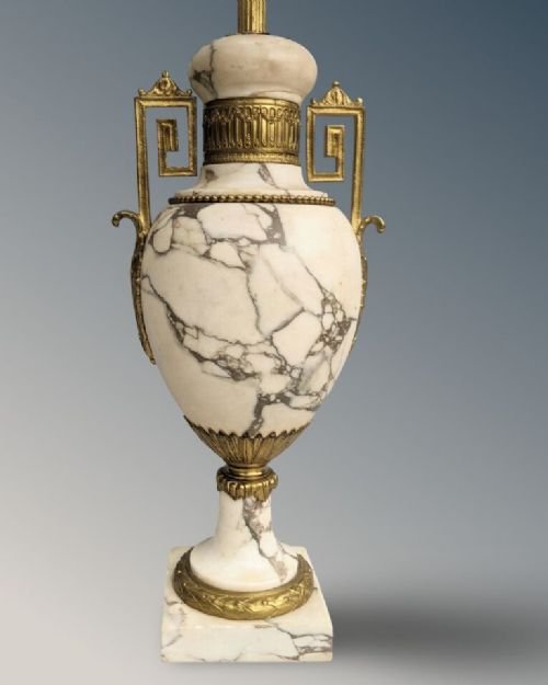 Antique White Marble And Ormolu Large Table Lamp - Image 9