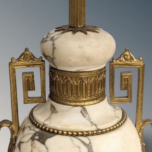 Antique White Marble And Ormolu Large Table Lamp - Image 10