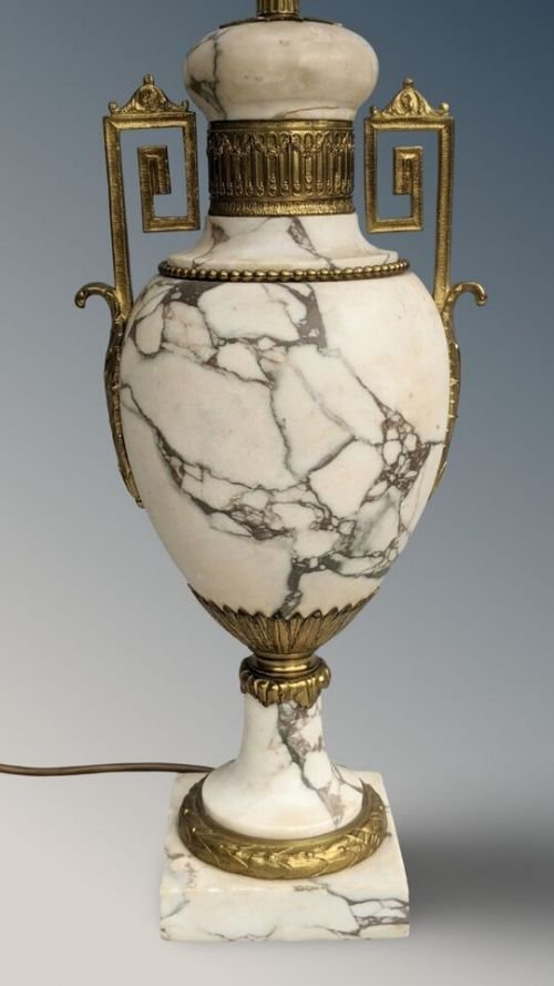 Antique White Marble And Ormolu Large Table Lamp - Image 11