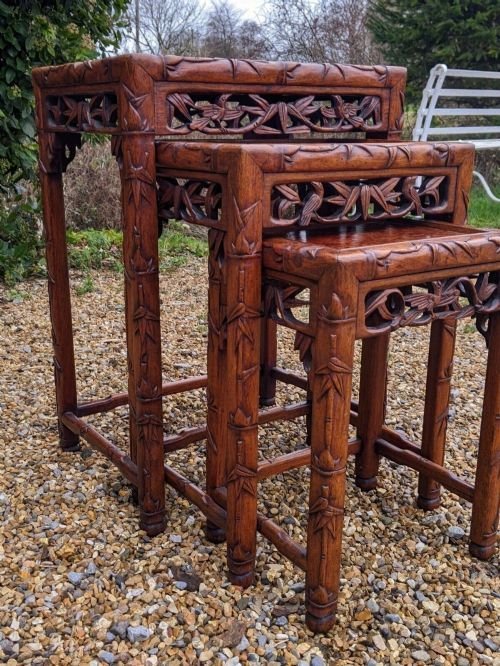 Chinese Huanghuali Nest Of 3 Tables With Exceptional Colour & Grain - Image 4