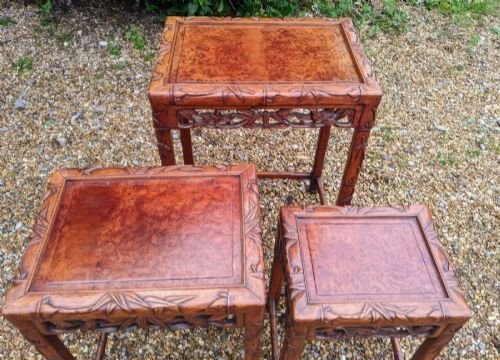 Chinese Huanghuali Nest Of 3 Tables With Exceptional Colour & Grain - Image 7