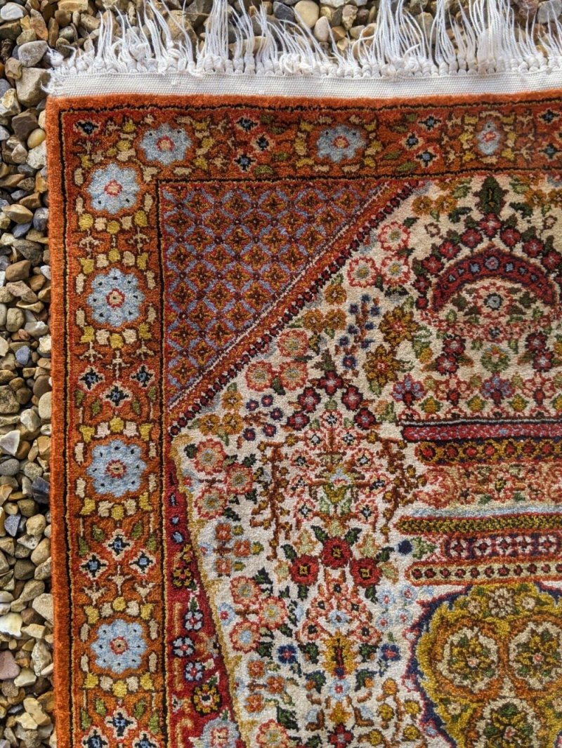 Antique Silk Rug Carpet - Image 6