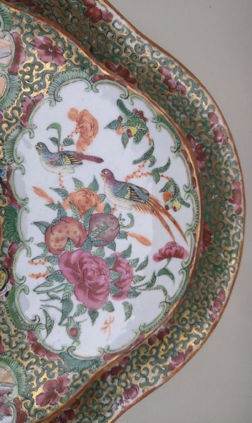 Antique Chinese Famille Rose Trefoil Dish - Image 2