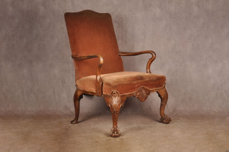 A Magnificent 19th Century Walnut Library Armchair