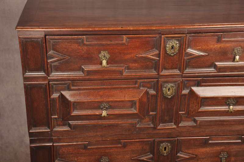 Rare Charles II Walnut & Fruitwood Chest Of Drawers - Image 4
