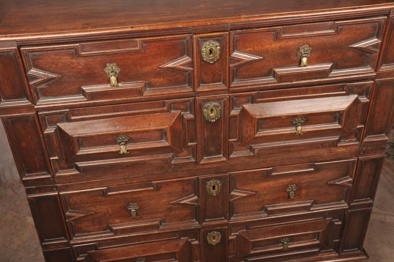 Rare Charles II Walnut & Fruitwood Chest Of Drawers - Image 5