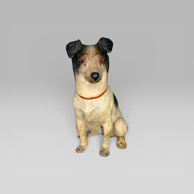 19th Century Austrian Terracotta Jack Russell Dog Sculpture Painted Figure - Image 2