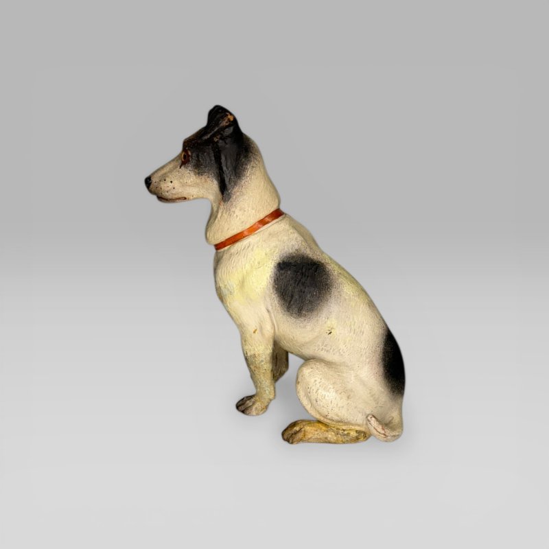 19th Century Austrian Terracotta Jack Russell Dog Sculpture Painted Figure - Image 3