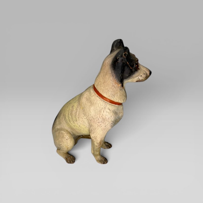 19th Century Austrian Terracotta Jack Russell Dog Sculpture Painted Figure - Image 4